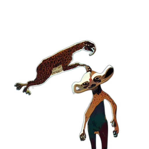 animal, creature, staff, concept art, cartoon, pixel art, 3d render, forest transparent PNG cut-out