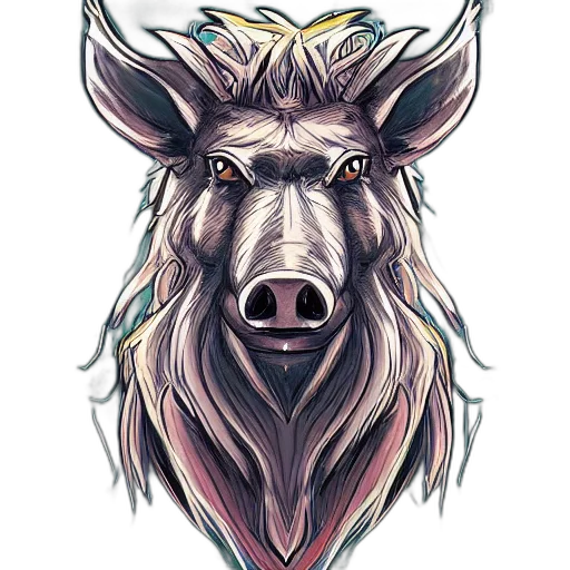 face, animal, mask, creature, fantasy art, concept art, watercolor, photorealistic transparent PNG cut-out