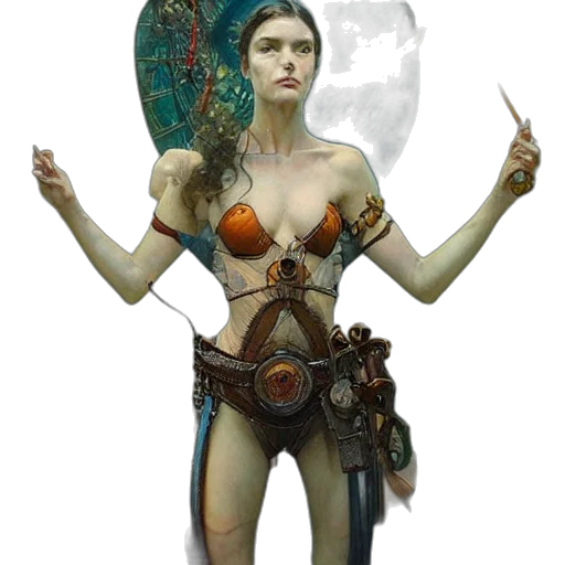 staff, dress, jewelry, fantasy art transparent PNG cut-out