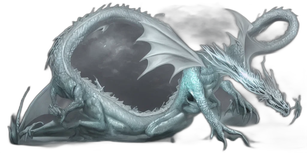 dragon, creature, fantasy art, concept art, photorealistic, 3d render, blue, monochrome transparent PNG cut-out