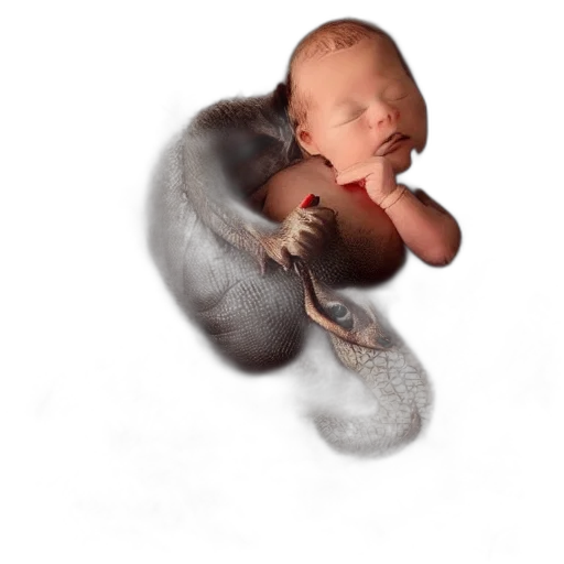 creature, hair, dragon, animal, photorealistic, 3d render, concept art, fantasy art transparent PNG cut-out