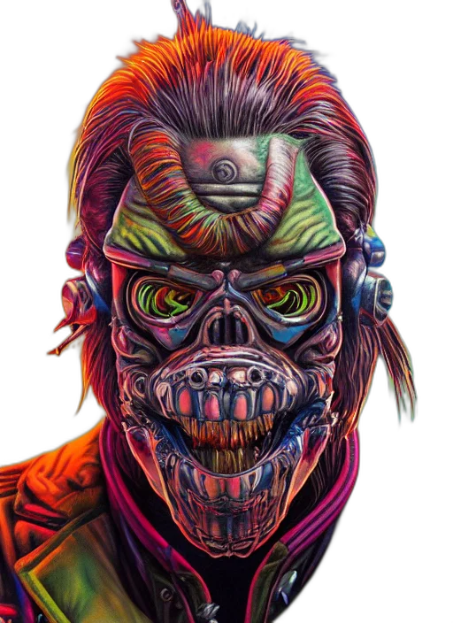 mask, face, comic book art, concept art, cyberpunk, photorealistic, stylized, portrait transparent PNG cut-out