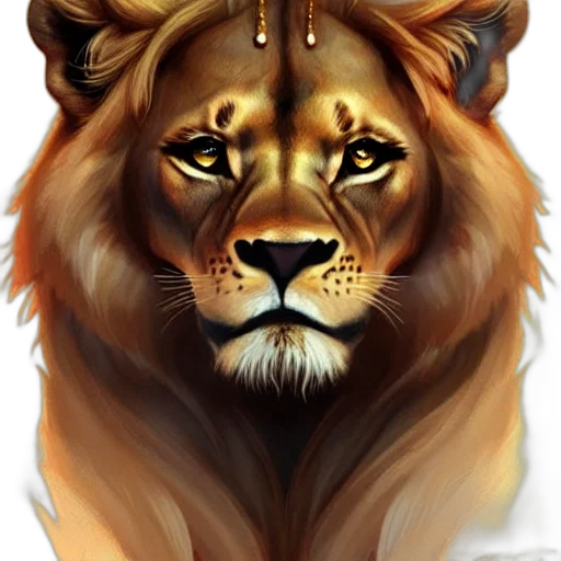 animal, crown, fantasy art, photorealistic transparent PNG cut-out