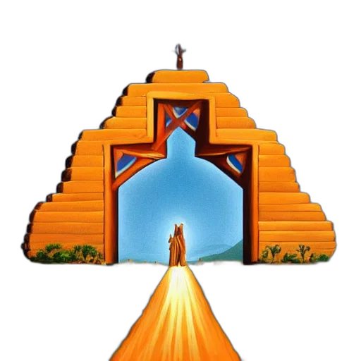 pixel art, concept art, 3d render, gateway, heaven, style, rhads transparent PNG cut-out