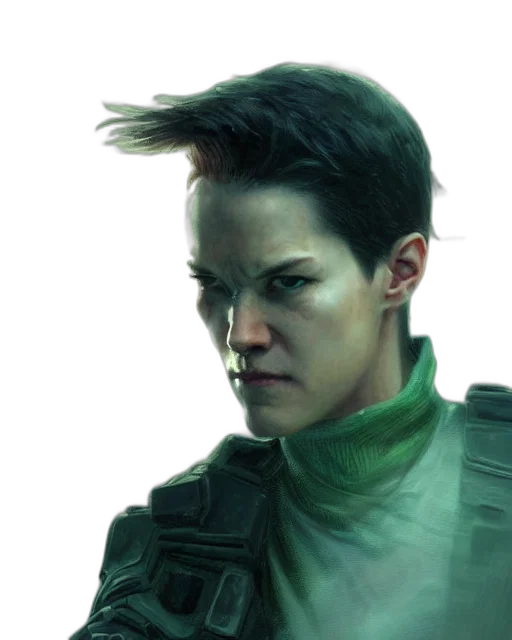 jacket, face, concept art, cyberpunk transparent PNG cut-out