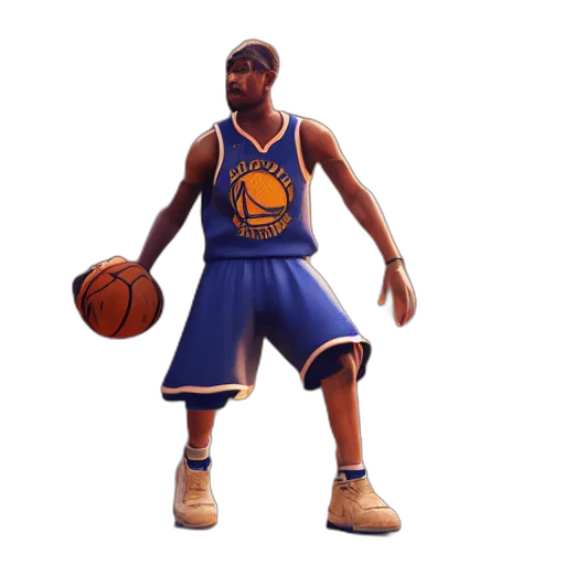 3d render, concept art, photorealistic, pixel art, steve, curry, basketball, player transparent PNG cut-out