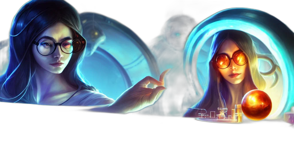 concept art, fantasy art, comic book art, cyberpunk, outer space, underwater, neon lights, blue transparent PNG cut-out