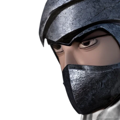 mask, face, sword, weapon, photorealistic, 3d render, concept art, fantasy art transparent PNG cut-out