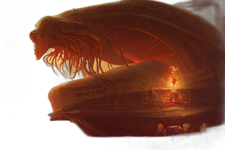 dragon, creature, concept art, fantasy art, comic book art, fire, outer space, underwater transparent PNG cut-out