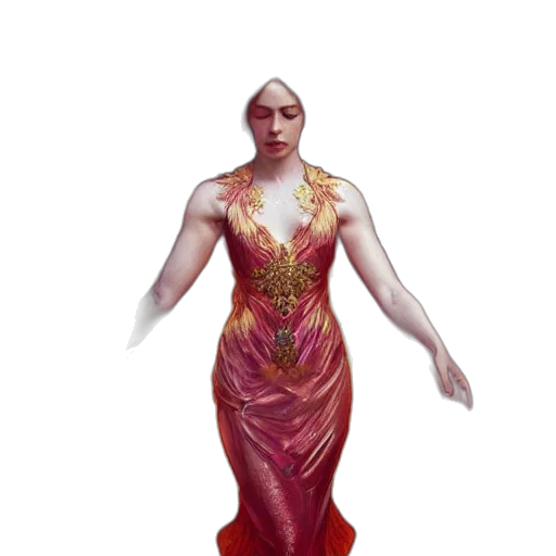 dress, creature, jewelry, crown, concept art, fantasy art, 3d render, photorealistic transparent PNG cut-out