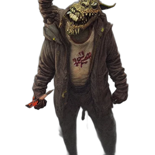 creature, mask, dragon, staff transparent PNG cut-out