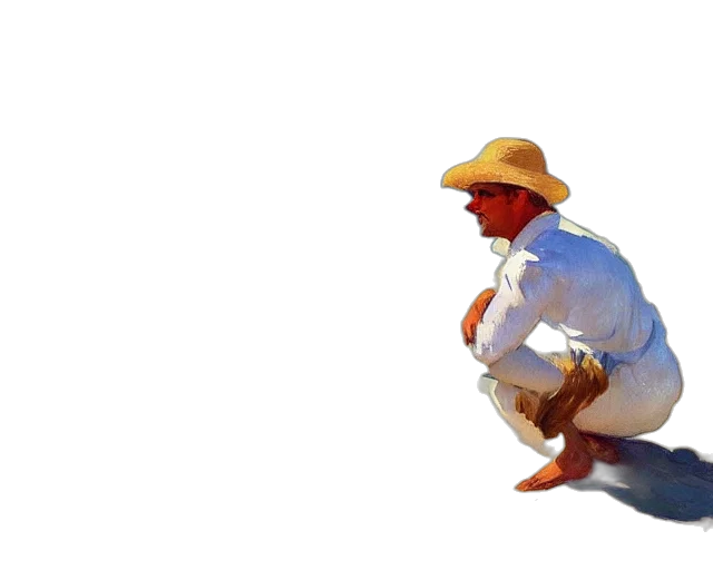 hat, staff, photorealistic, oil painting transparent PNG cut-out