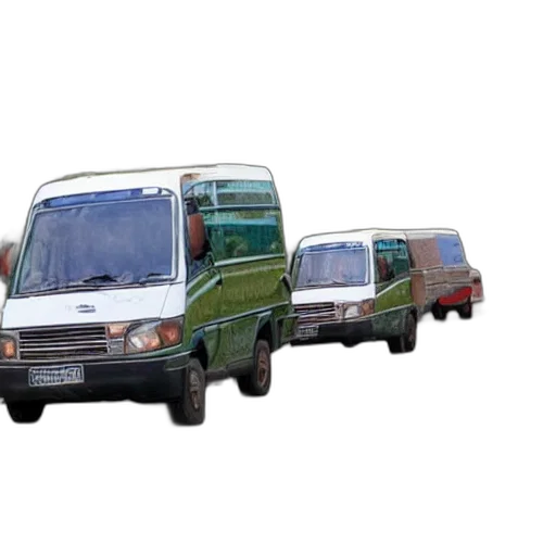 car, 3d render, photorealistic, concept art, toothpicks, casted, into, minibuses transparent PNG cut-out