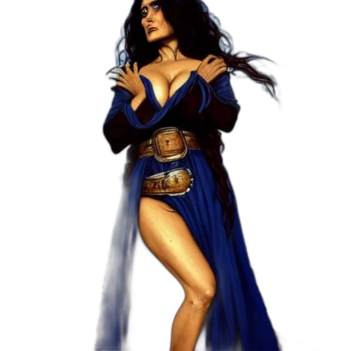 dress, fantasy art, concept art, comic book art, pixel art, blue, portrait, salma transparent PNG cut-out