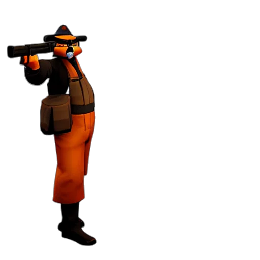 staff, weapon, hat, jacket, concept art, 3d render, pixel art, cartoon transparent PNG cut-out