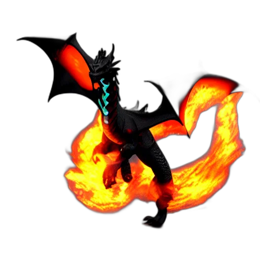 dragon, staff, pixel art, fantasy art, concept art, 3d render, fire, dark transparent PNG cut-out