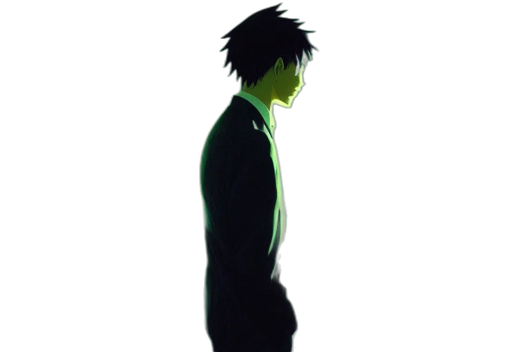 jacket, staff, creature, mask transparent PNG cut-out