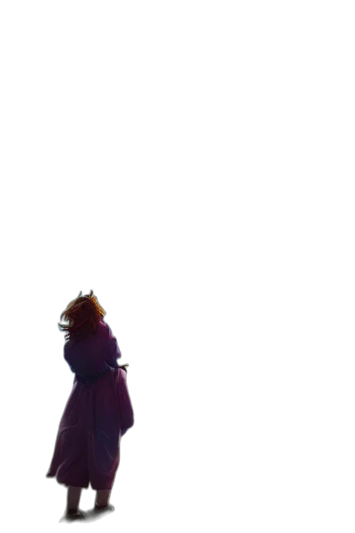 dress, staff, jacket, creature, concept art, anime, 3d render, vaporwave transparent PNG cut-out