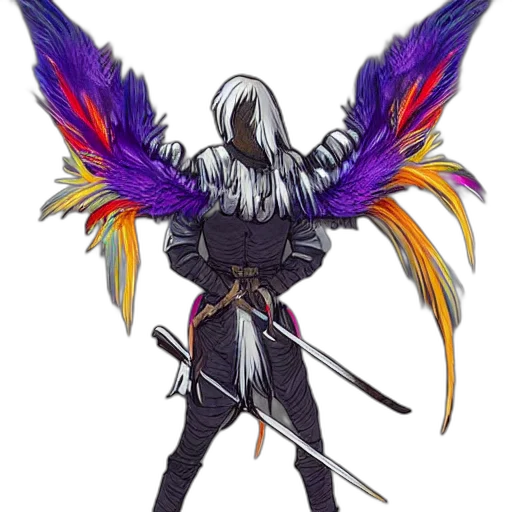staff, sword, weapon, jacket, concept art, fantasy art, pixel art, watercolor transparent PNG cut-out