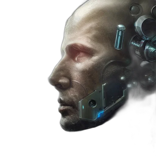 robot, face, mask, cyberpunk transparent PNG cut-out