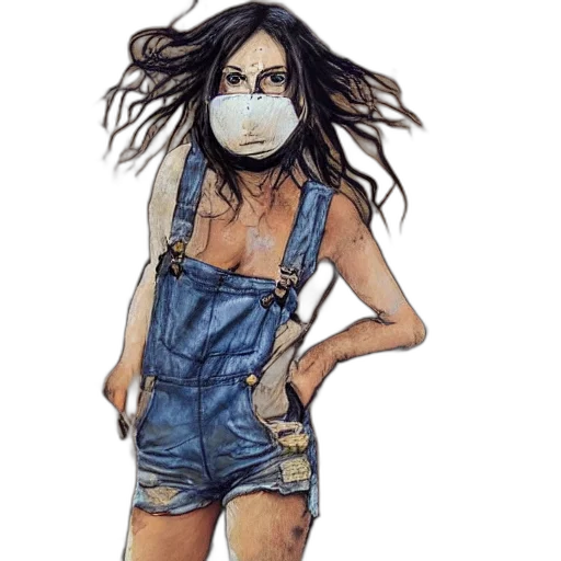 mask, watercolor, concept art, comic book art, cartoon, full, body, pose transparent PNG cut-out