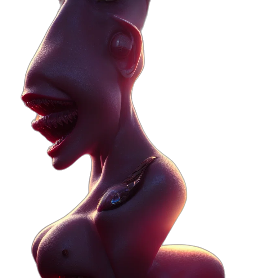 face, crown, creature, mask, 3d render, concept art, photorealistic, cyberpunk transparent PNG cut-out