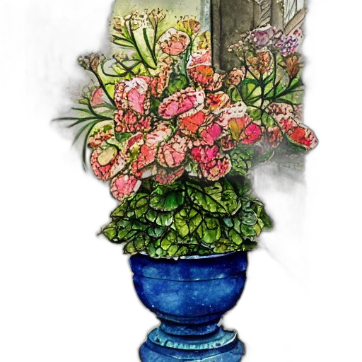 flower, crown, staff, watercolor transparent PNG cut-out