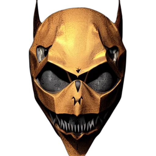 mask, face, concept art, 3d render, comic book art, fantasy art, golden, realistic transparent PNG cut-out