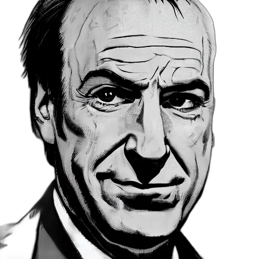 face, comic book art, cartoon, concept art, photorealistic, portrait, saul, goodman transparent PNG cut-out