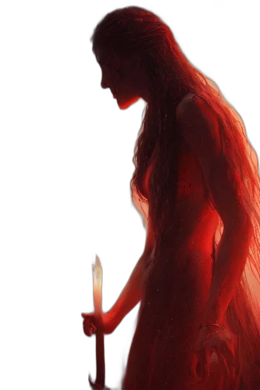 dress, staff, sword, hair transparent PNG cut-out