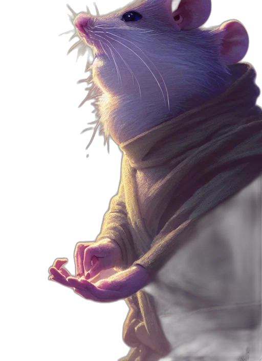 creature, jacket, staff, animal, concept art, fantasy art, 3d render, watercolor transparent PNG cut-out