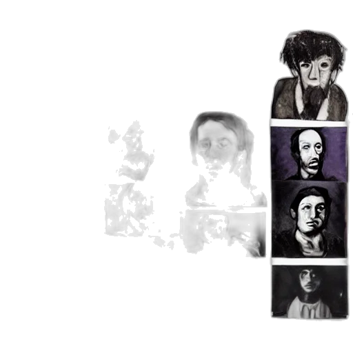 face, concept art, comic book art, pixel art, cartoon, outer space, dark, monochrome transparent PNG cut-out