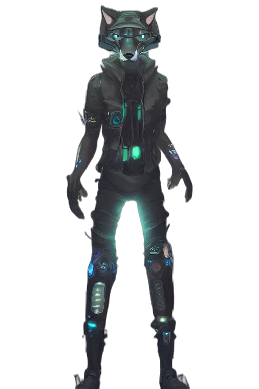 robot, jacket, mask, staff transparent PNG cut-out