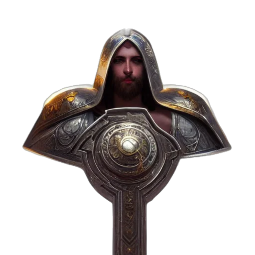 sword, staff, weapon, crown, fantasy art, concept art, 3d render, photorealistic transparent PNG cut-out