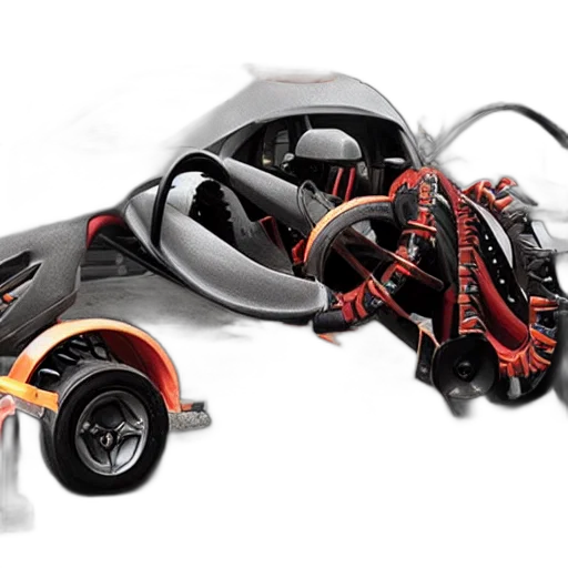 car, 3d render, concept art, buzzsaw transparent PNG cut-out