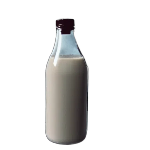 bottle, food, animal, dress, 3d render, photorealistic, milk, inside transparent PNG cut-out