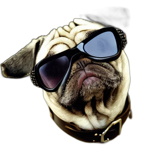 animal, face, mask, jacket, photorealistic, portrait, pug, neo transparent PNG cut-out