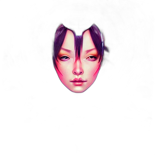 face, mask, robot, creature, photorealistic, 3d render, vaporwave, fantasy art transparent PNG cut-out