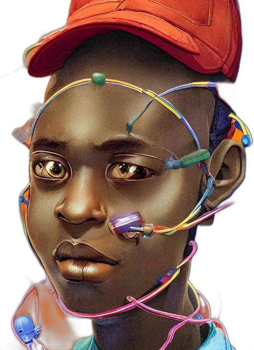 face, crown, mask, jewelry, cyberpunk, photorealistic, concept art, 3d render transparent PNG cut-out