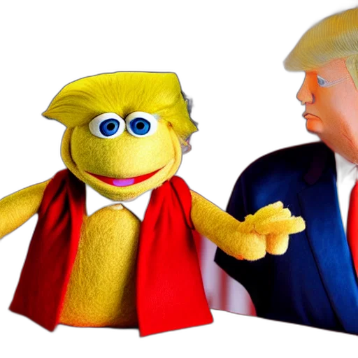 3d render, donald, trump, muppet transparent PNG cut-out