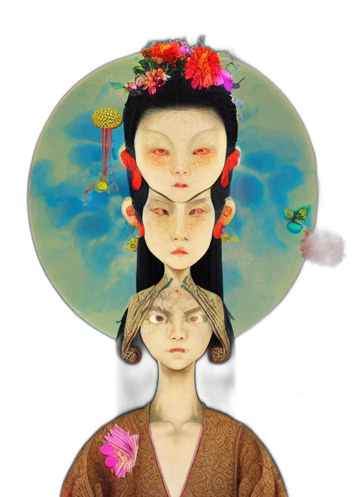 mask, face, crown, concept art, fantasy art, oil painting, watercolor, forest transparent PNG cut-out