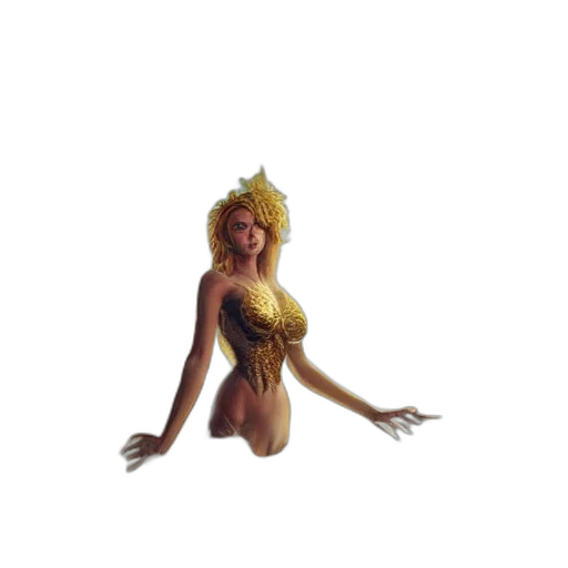 creature, staff, dress, crown, concept art, 3d render, fantasy art, pixel art transparent PNG cut-out