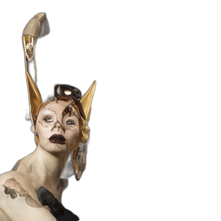 mask, staff, creature, concept art, octane, render, ultra, photorealistic transparent PNG cut-out