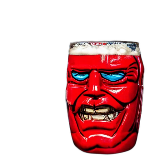bottle, mask, face, creature, 3d render, concept art, vaporwave, comic book art transparent PNG cut-out