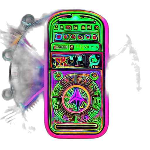 robot, jewelry, staff, vaporwave transparent PNG cut-out
