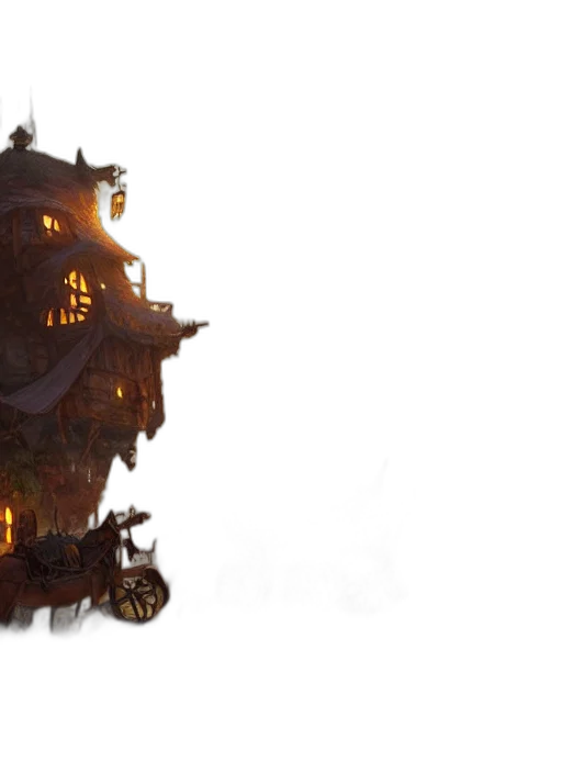 concept art, fantasy art, 3d render, wagons, pulled, robust, fantasy, castle transparent PNG cut-out