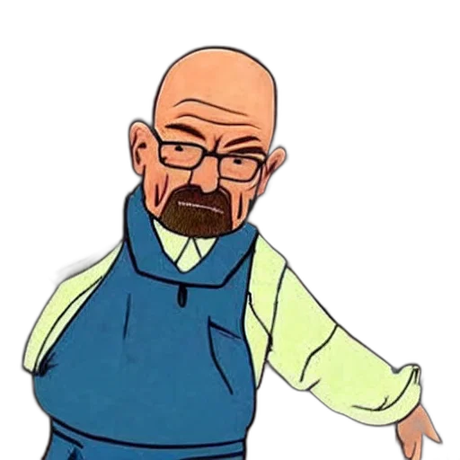 jacket, staff, cartoon, concept art, comic book art, anime, walter, white transparent PNG cut-out