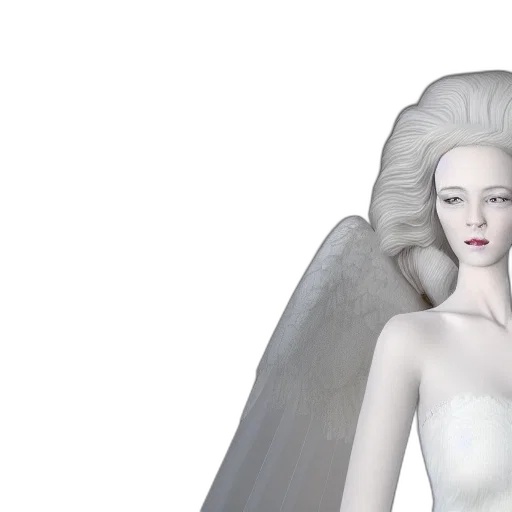 3d render, concept art, fantasy art, photorealistic, portrait, princess, white, dress transparent PNG cut-out