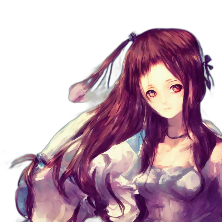 dress, staff, hair, weapon, anime, pixel art, fantasy art, watercolor transparent PNG cut-out
