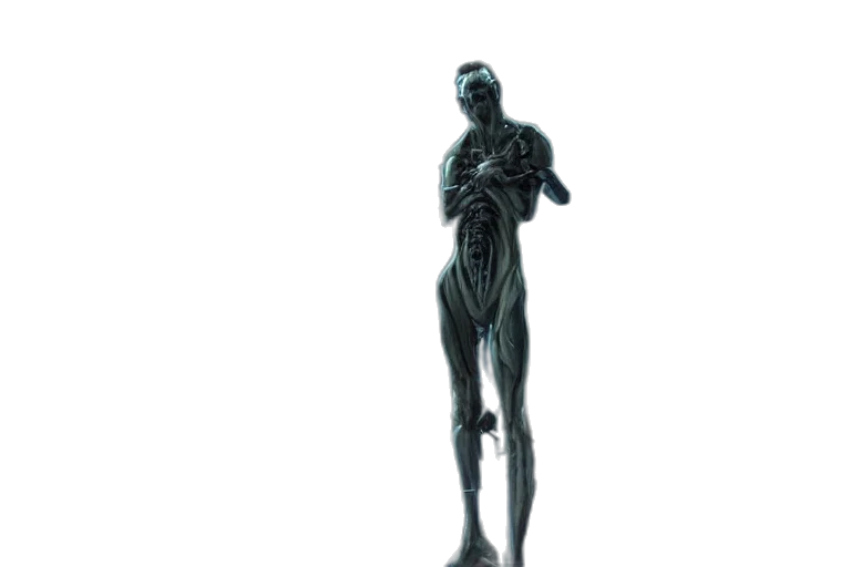 robot, staff, creature, sword, concept art, 3d render, photorealistic, pixel art transparent PNG cut-out